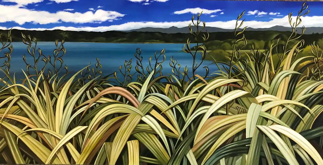 Harakeke to Parapara Inlet 140x70cms $3200 SOLD