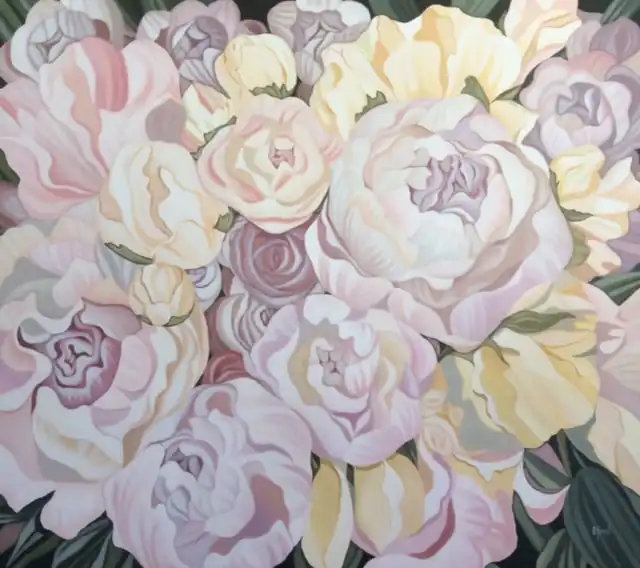 Peonies from Heaven 90x80cms acrylic on canvas