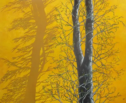 A photo of a Beverley Frost's painting called '5 o'clock Shadows'.