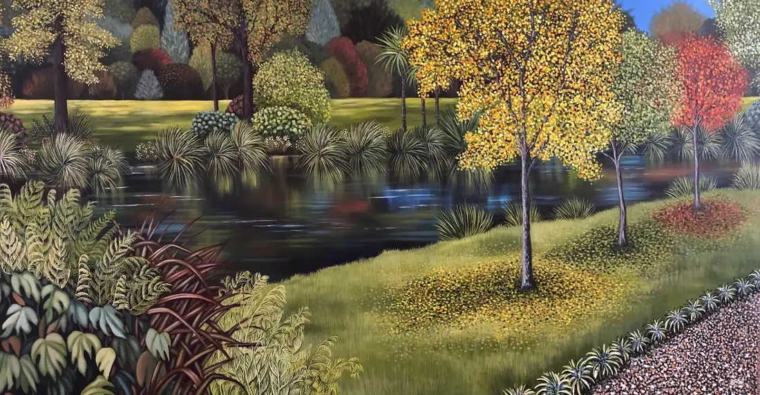A photo of Walk with me 150x80cms acrylic on canvas