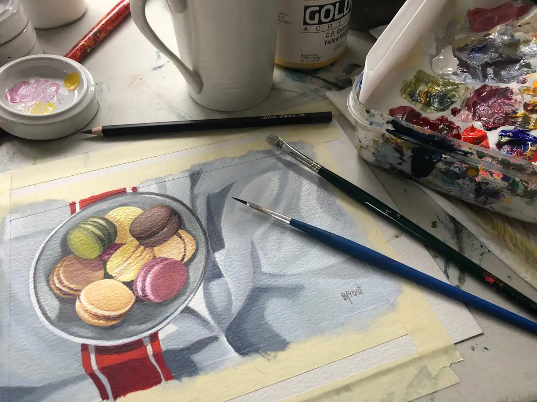 A photo of a Beverley Frost macaron painting